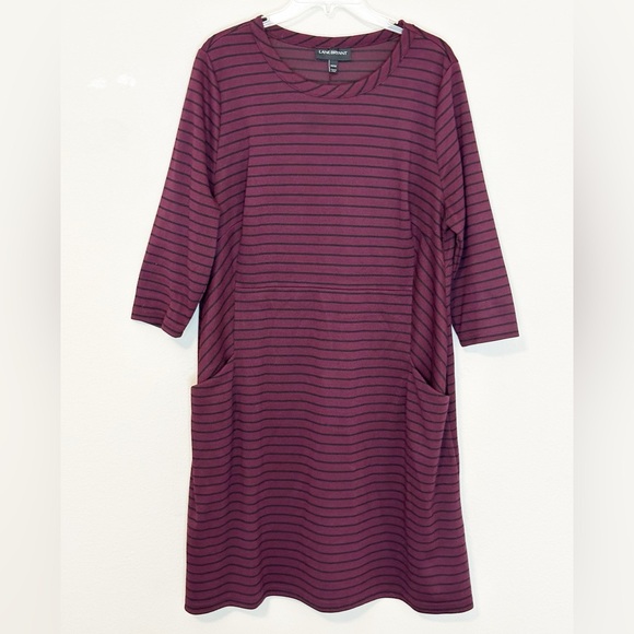 Lane Bryant Burgundy Stripped Pullover Shift Dress w/Pockets, 3/4sleeves - 14/16 - Picture 9 of 9